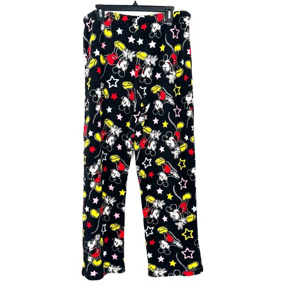 Disney Size Large Pants Black Mickey Mouse Fleece Pajama‎ Pants Loungewear PJs - Picture 2 of 3